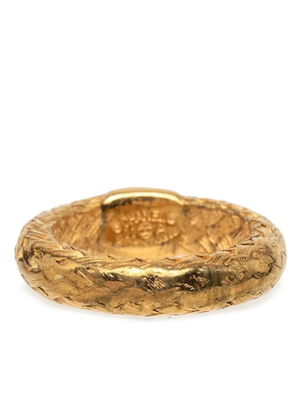 Chanel 00A CC Logo Chain Motif Ring Gold Plated